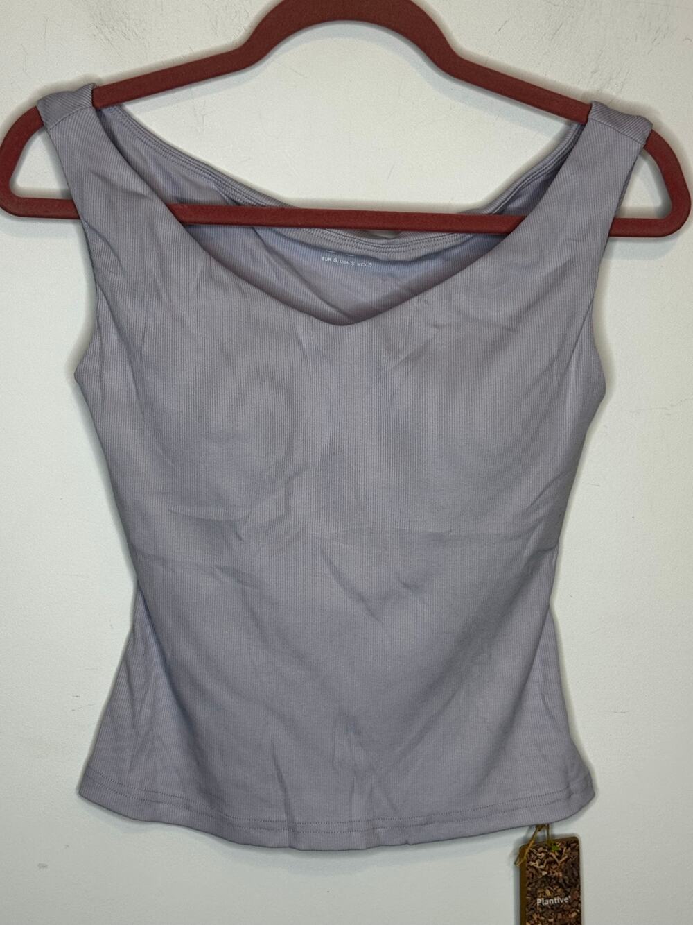 OGL Move Scoop Cowl Neck Built-In Bra Top Powder Lilac Blue Size Small NWT